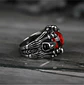 Anillo Ojo Dragón Rojo Cráneo Skull Acero Inoxidable Hombre - Miniatura 5