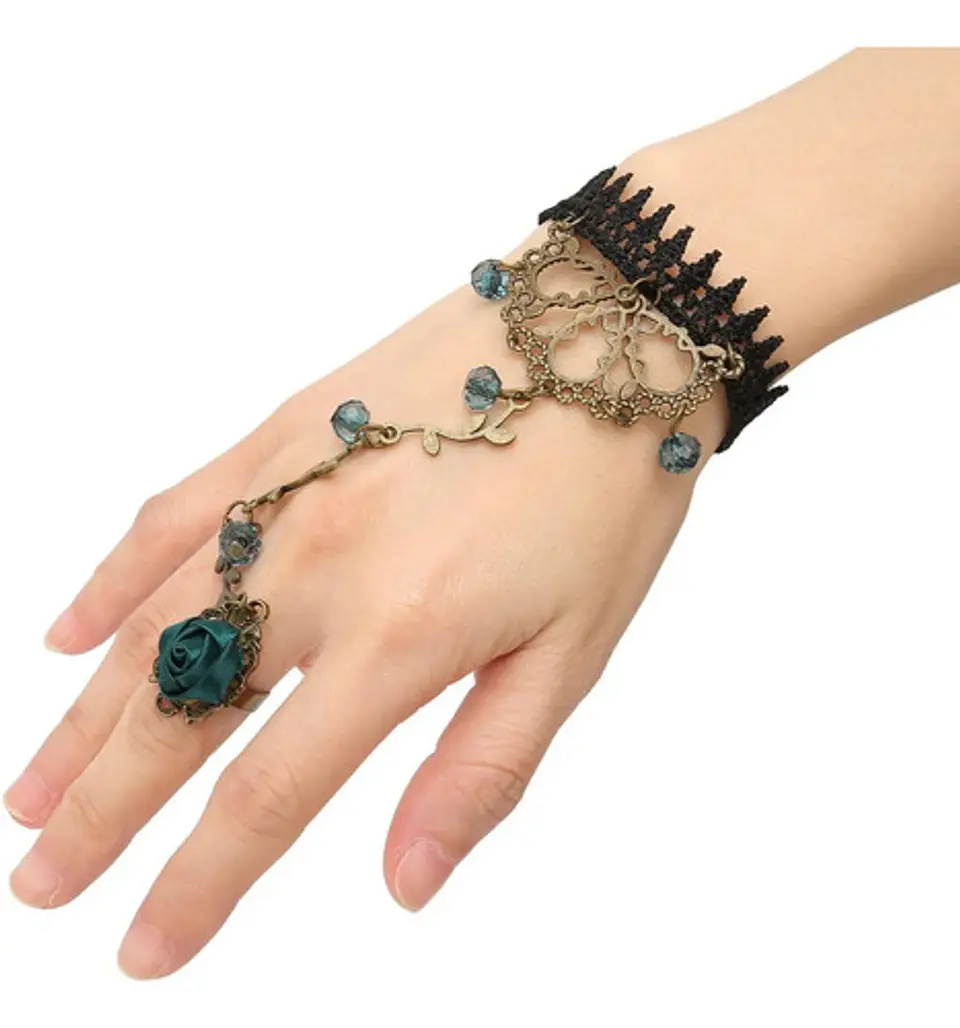 Pulsera Encajé Anillo Choker Rosa Para Mujer Gótico Moda 1