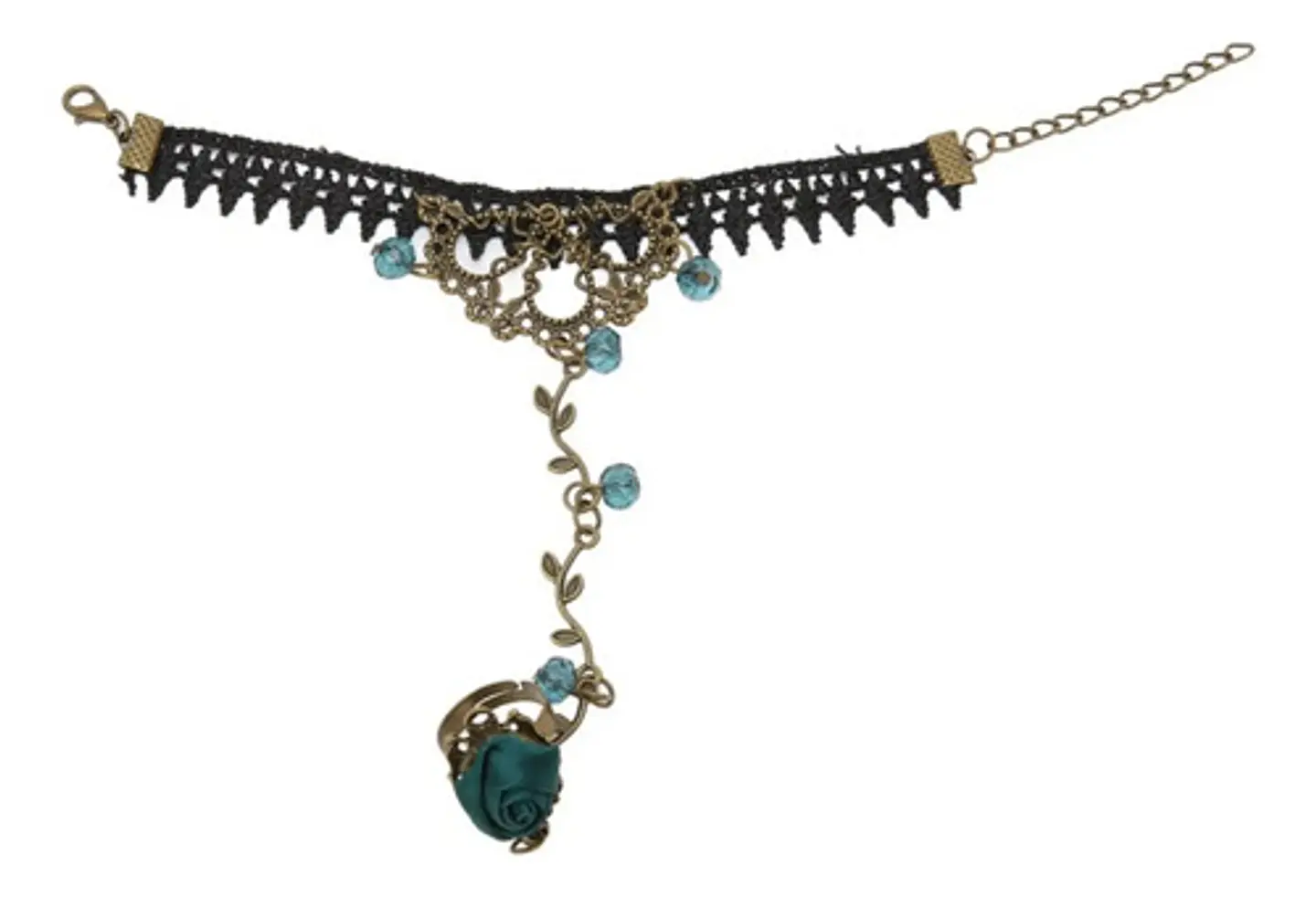 Pulsera Encajé Anillo Choker Rosa Para Mujer Gótico Moda 7