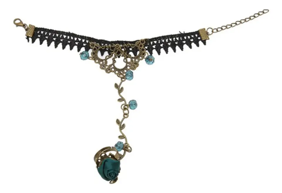Pulsera Encajé Anillo Choker Rosa Para Mujer Gótico Moda 7