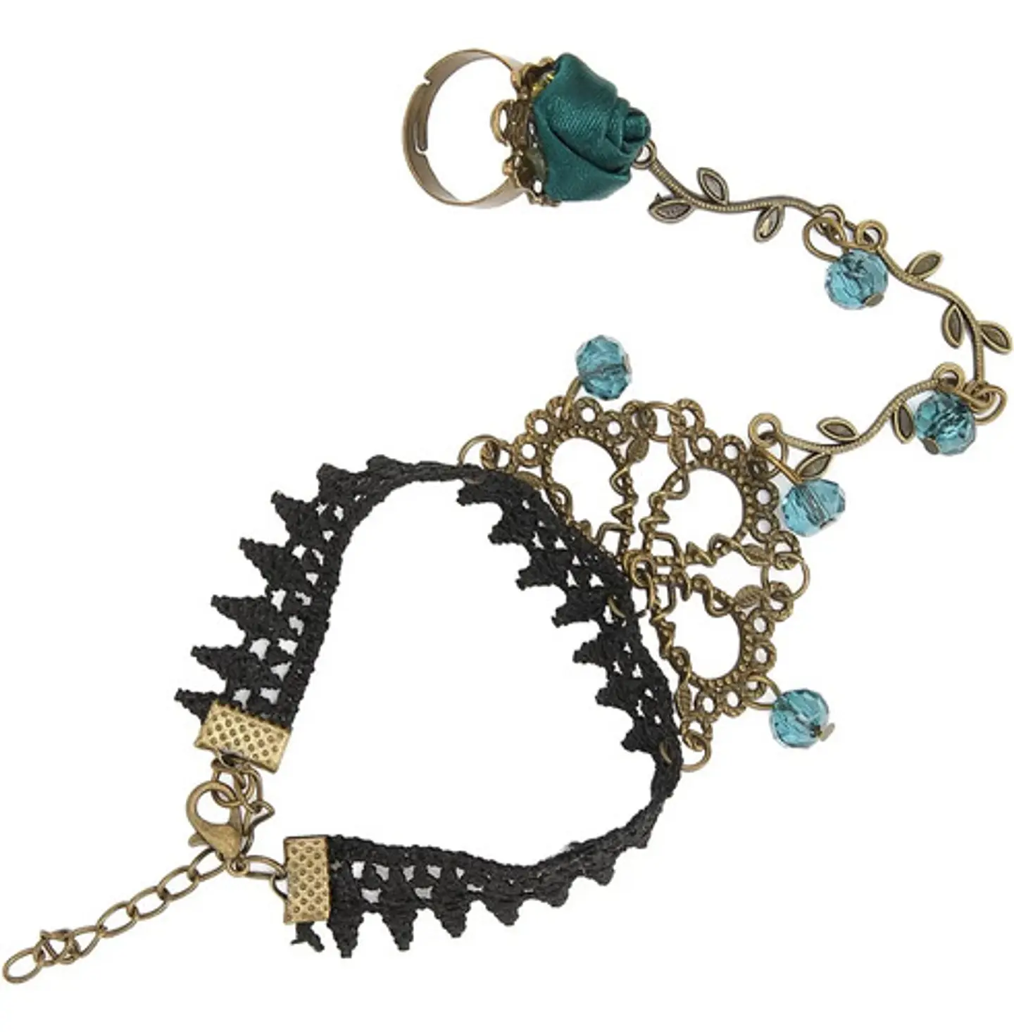 Pulsera Encajé Anillo Choker Rosa Para Mujer Gótico Moda 8