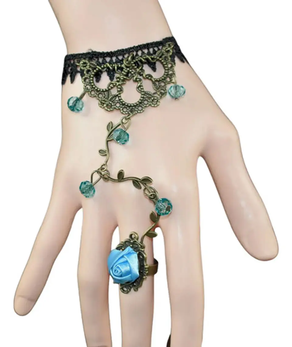 Pulsera Encajé Anillo Choker Rosa Para Mujer Gótico Moda 11