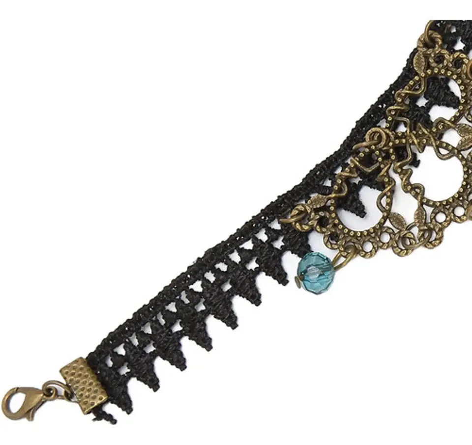 Pulsera Encajé Anillo Choker Rosa Para Mujer Gótico Moda 15