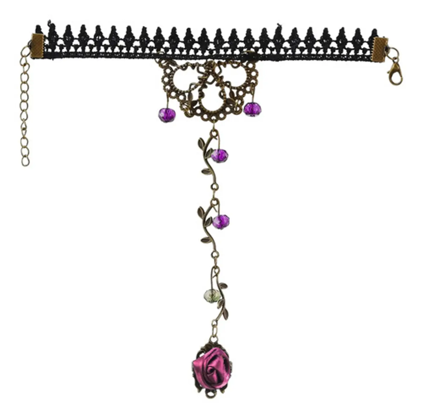 Pulsera Encajé Anillo Choker Rosa Para Mujer Gótico Moda 20