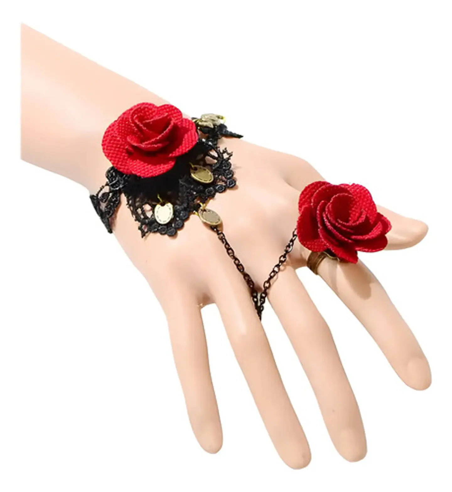Pulsera Encajé Anillo Choker Rosa Para Mujer Gótico Moda 23