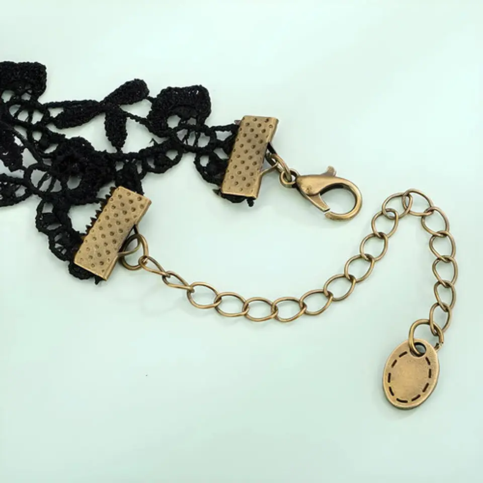 Pulsera Encajé Anillo Choker Rosa Para Mujer Gótico Moda 27