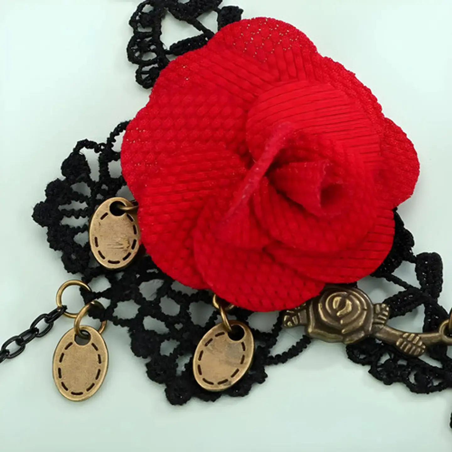 Pulsera Encajé Anillo Choker Rosa Para Mujer Gótico Moda 28