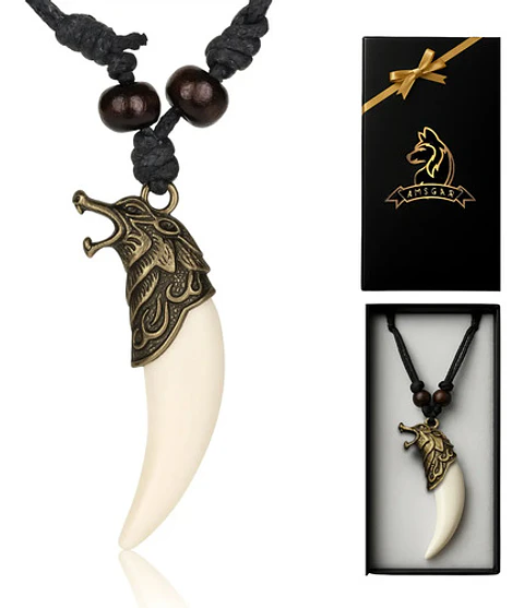Collar Ajustable Para Hombre Mujer Dije Vikingo Diente Lobo