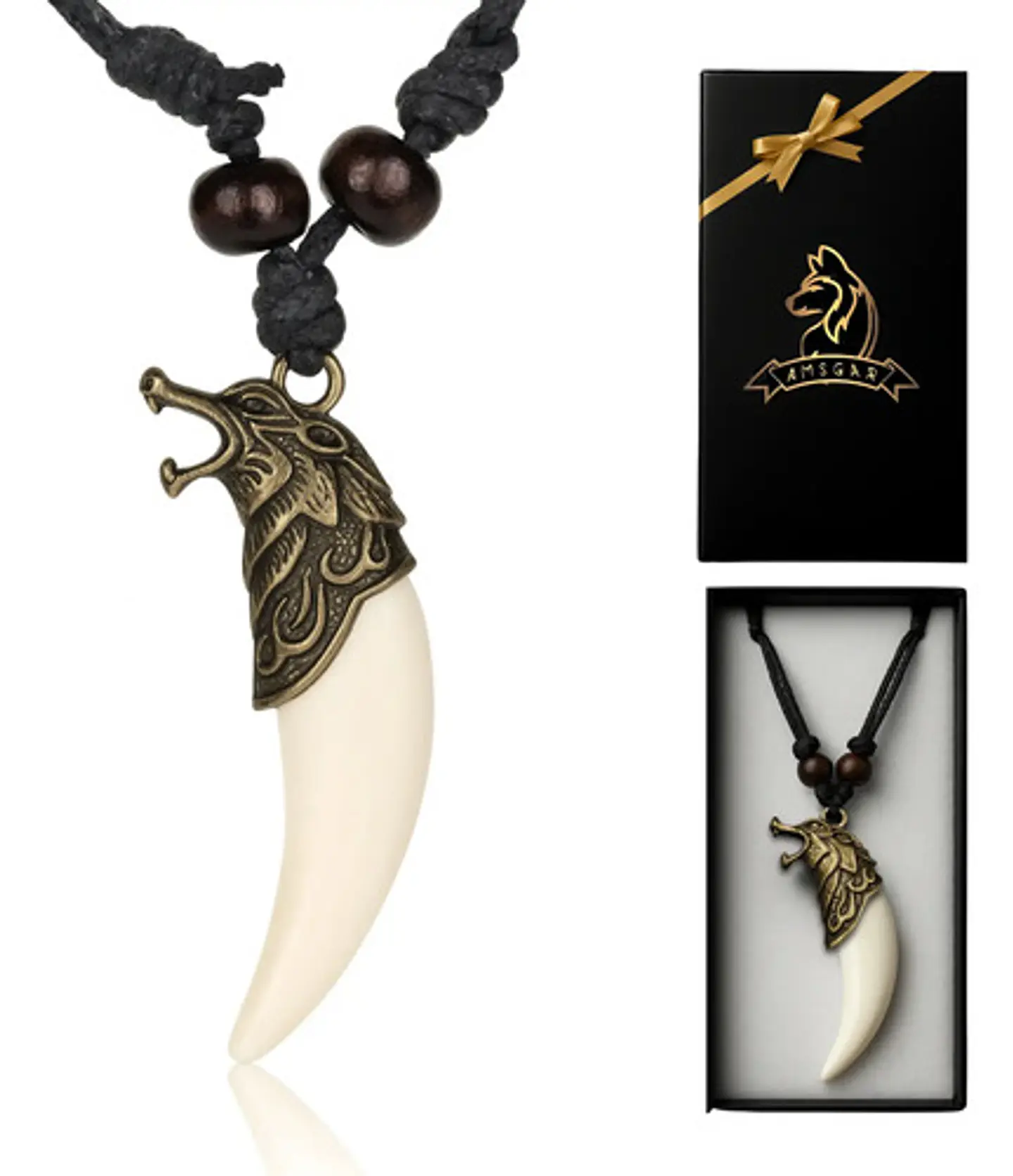 Collar Ajustable Para Hombre Mujer Dije Vikingo Diente Lobo 1