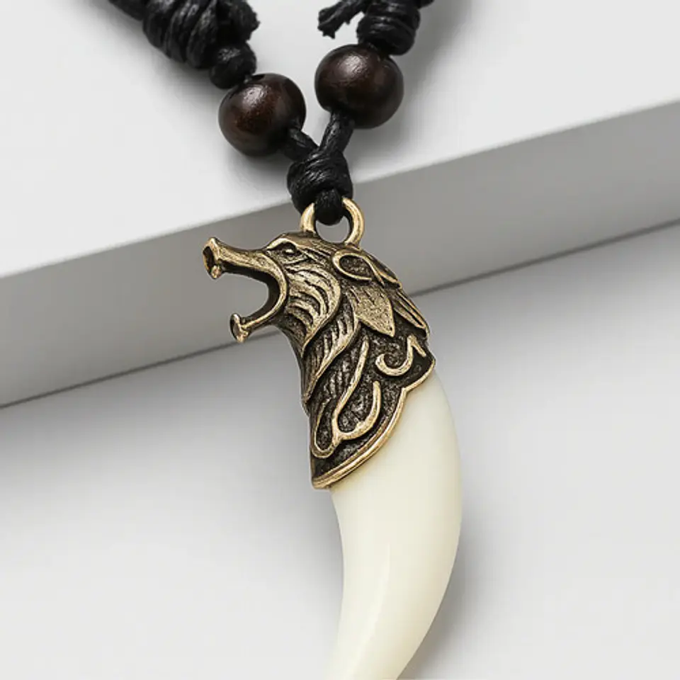 Collar Ajustable Para Hombre Mujer Dije Vikingo Diente Lobo 2