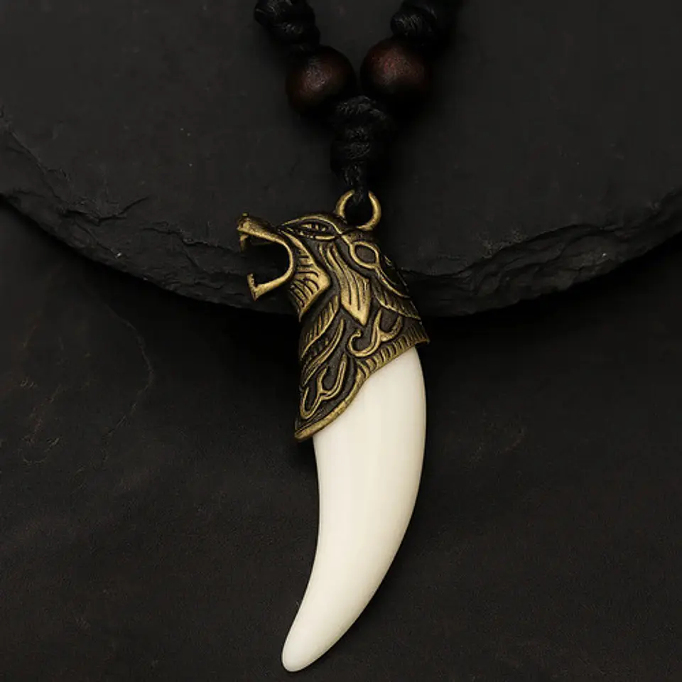 Collar Ajustable Para Hombre Mujer Dije Vikingo Diente Lobo 4