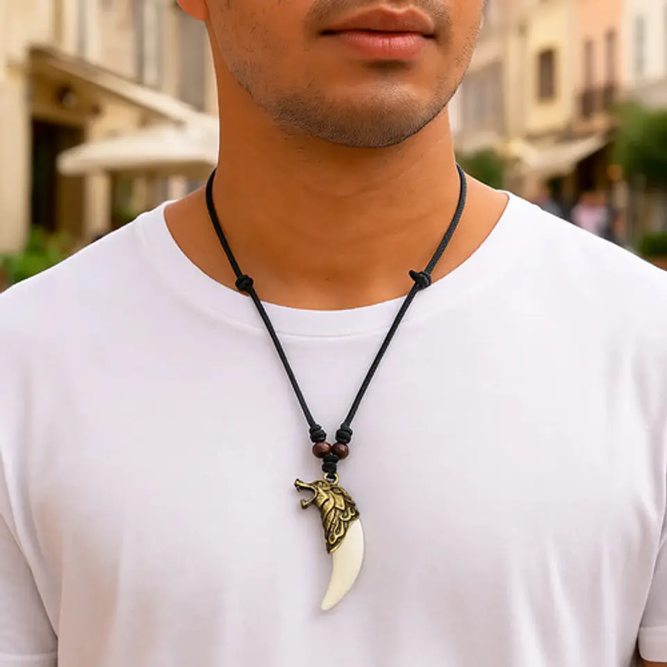 Collar Ajustable Para Hombre Mujer Dije Vikingo Diente Lobo 6