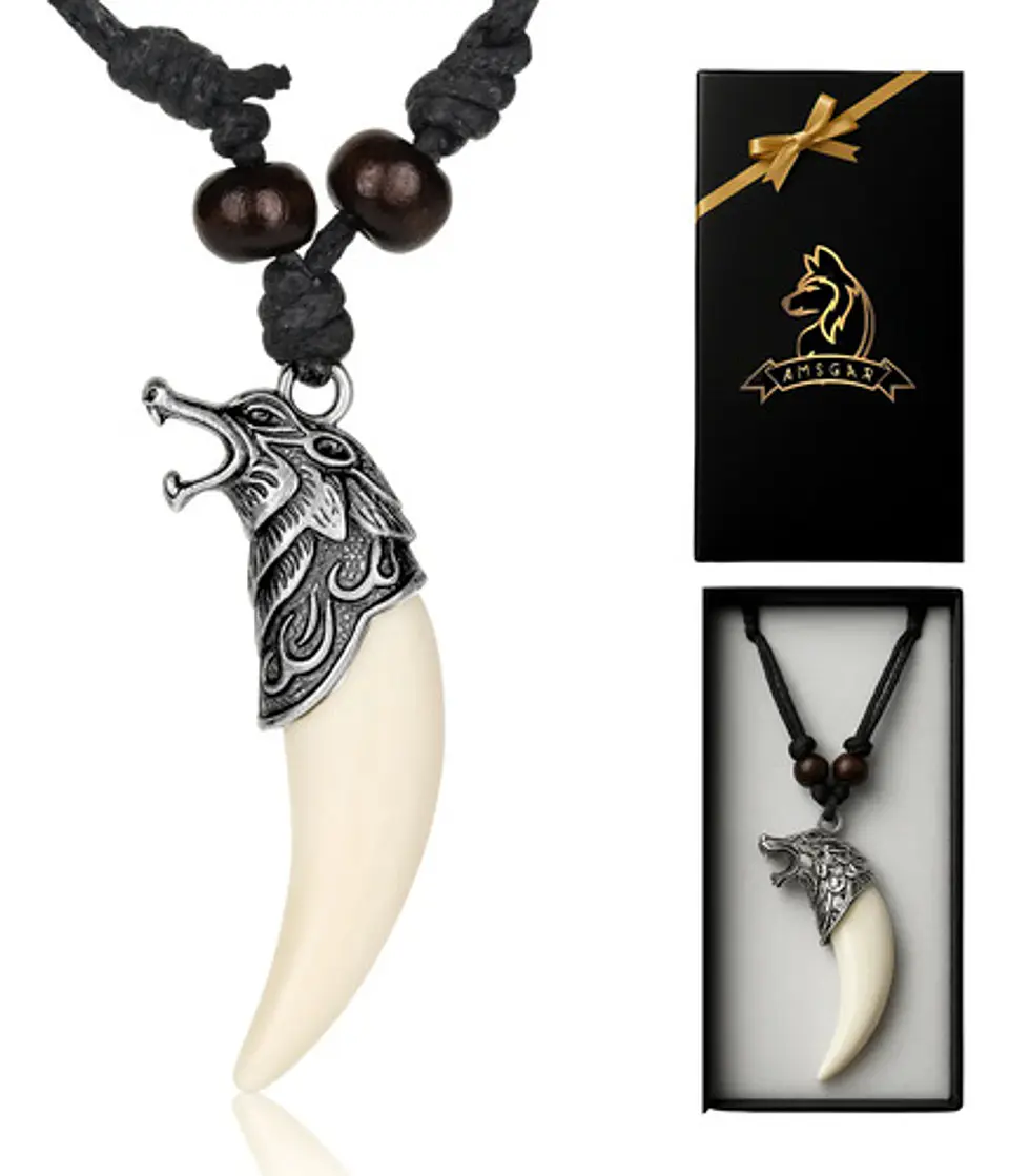 Collar Ajustable Para Hombre Mujer Dije Vikingo Diente Lobo 10