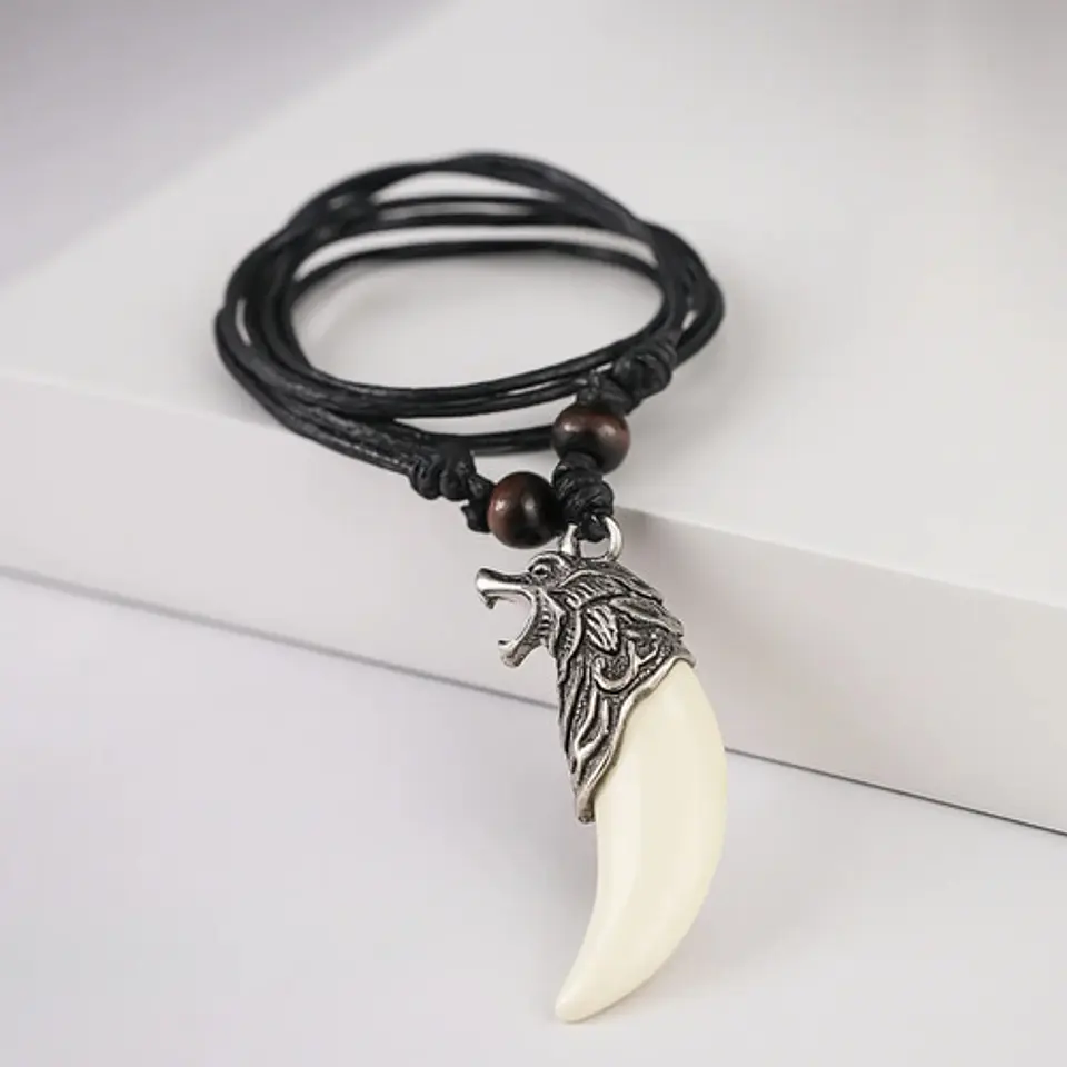 Collar Ajustable Para Hombre Mujer Dije Vikingo Diente Lobo 11