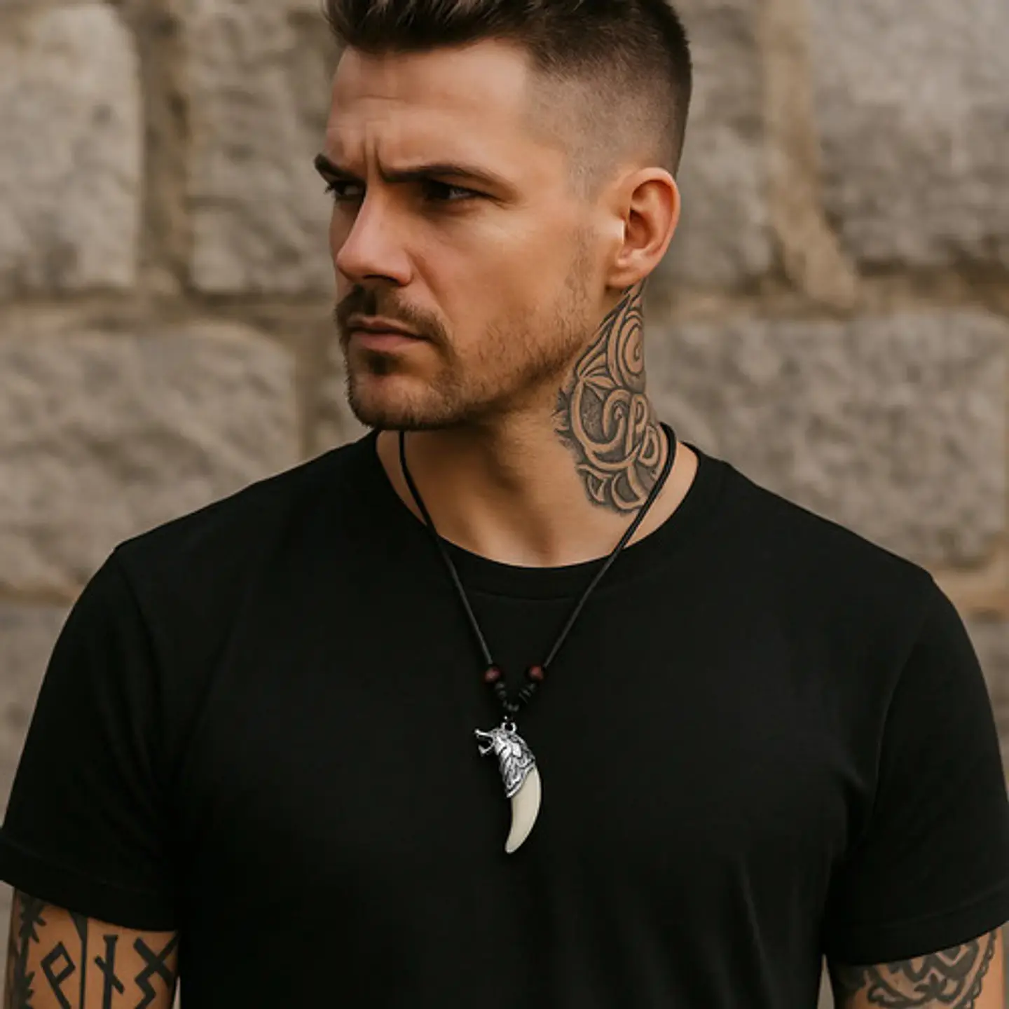 Collar Ajustable Para Hombre Mujer Dije Vikingo Diente Lobo 13
