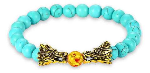 Pulsera Manilla Piedras Naturales Dragon Esfera Fuego Hombre