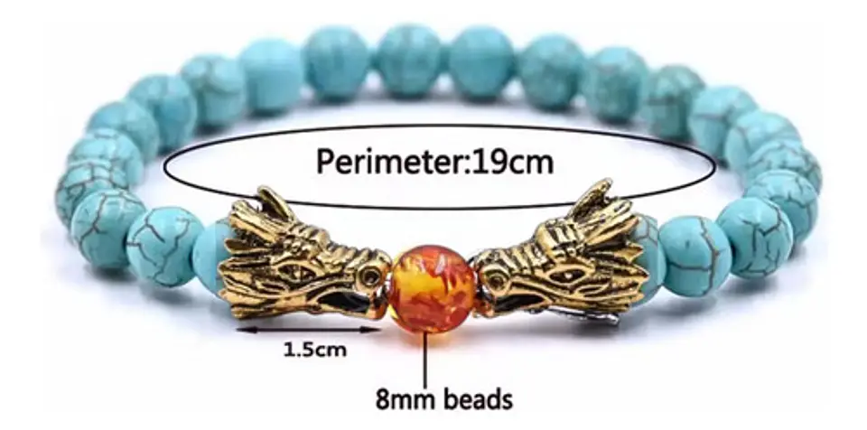 Pulsera Manilla Piedras Naturales Dragon Esfera Fuego Hombre 4