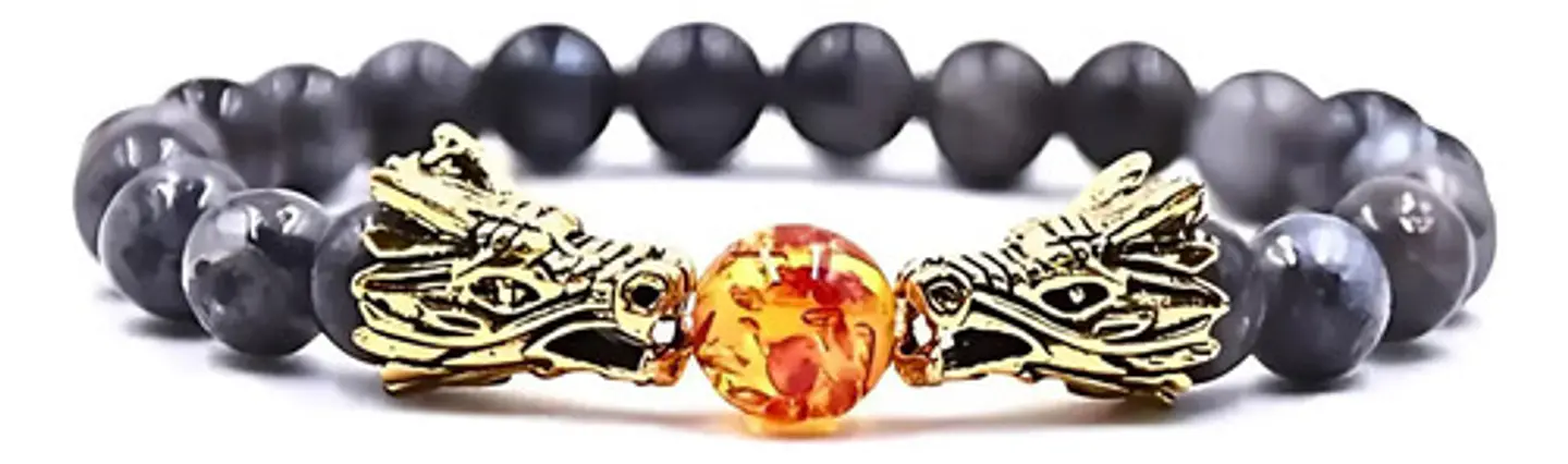 Pulsera Manilla Piedras Naturales Dragon Esfera Fuego Hombre 5