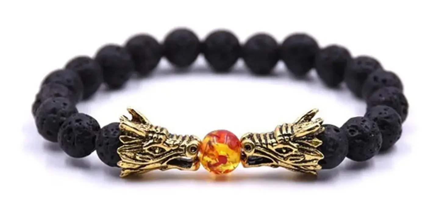 Pulsera Manilla Piedras Naturales Dragon Esfera Fuego Hombre 11