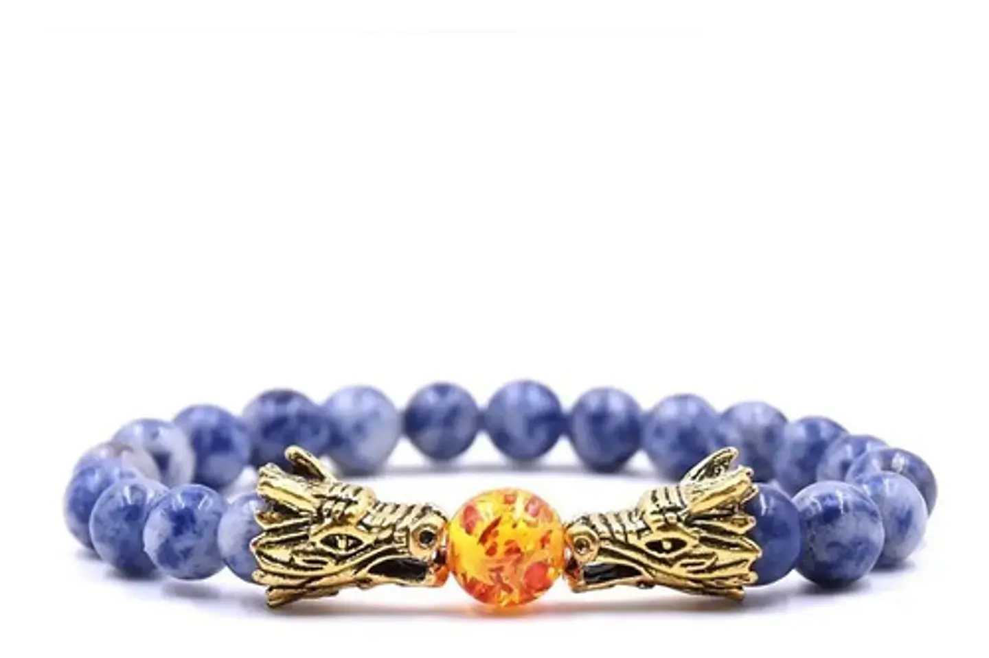 Pulsera Manilla Piedras Naturales Dragon Esfera Fuego Hombre 13