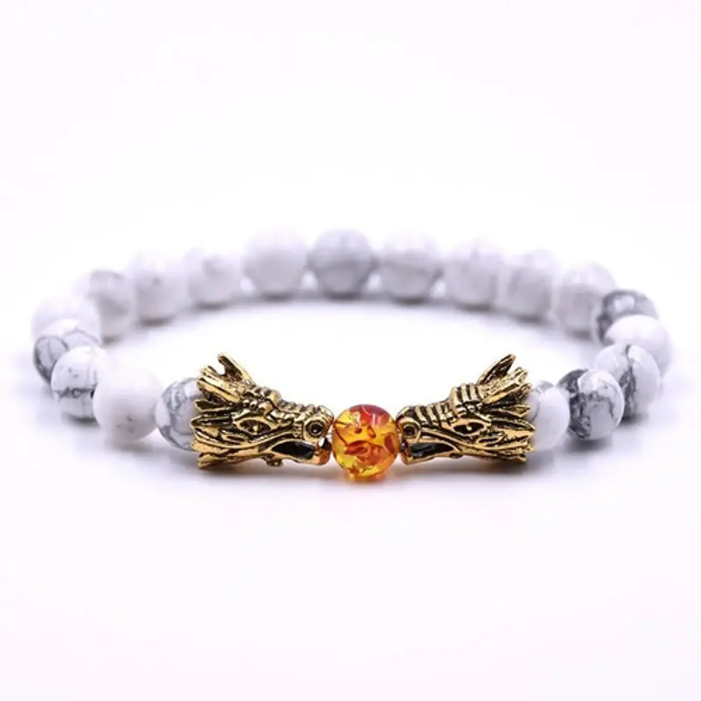 Pulsera Manilla Piedras Naturales Dragon Esfera Fuego Hombre 14