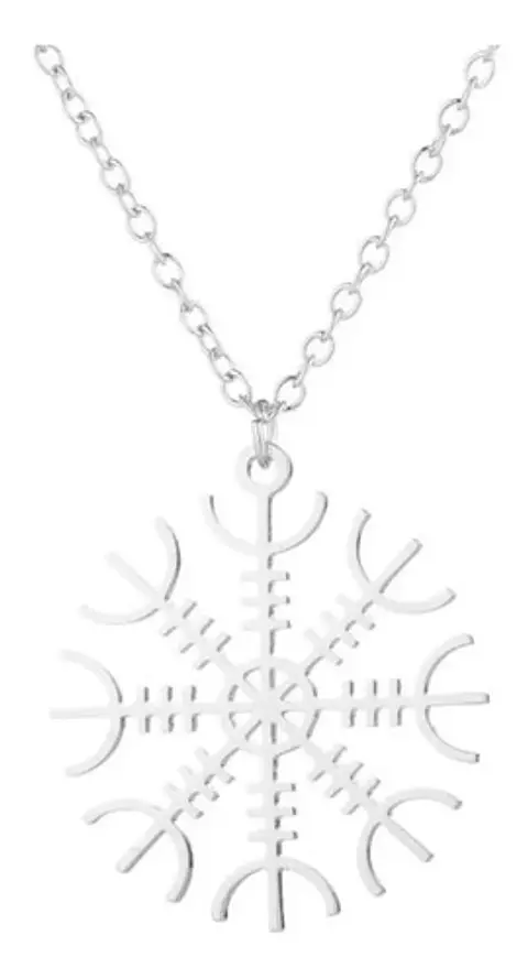 Collar Acero Inoxidable Color Plata Brújula Vikingo Mujer