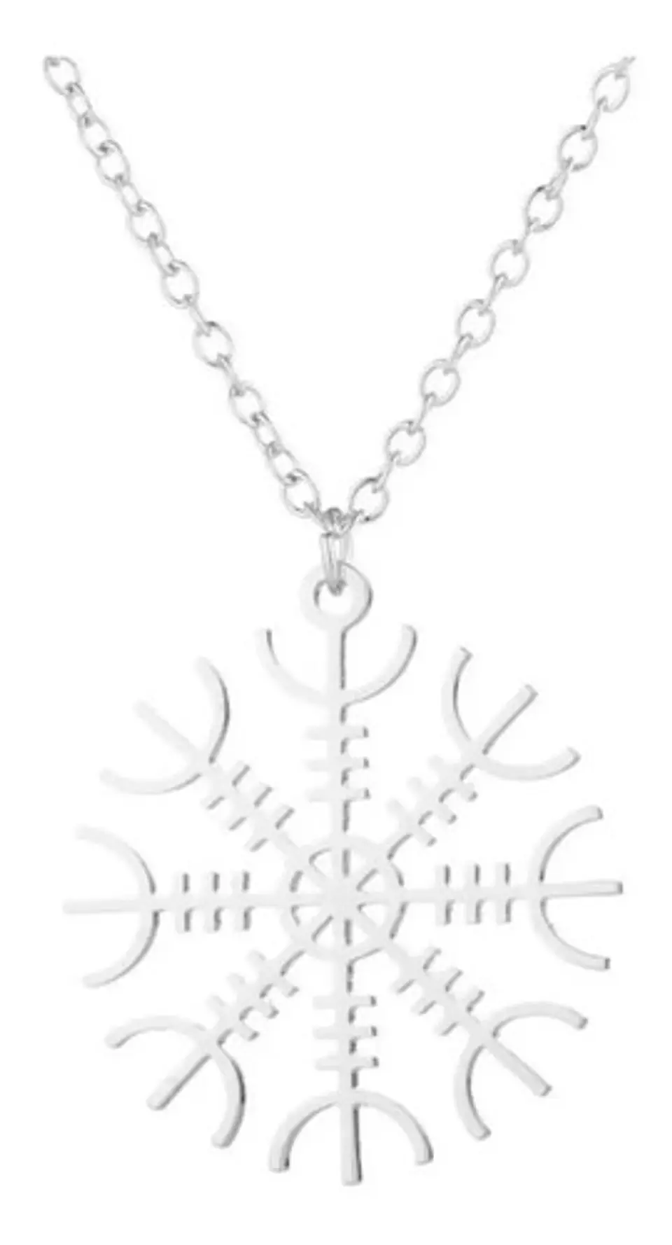 Collar Acero Inoxidable Color Plata Brújula Vikingo Mujer 1