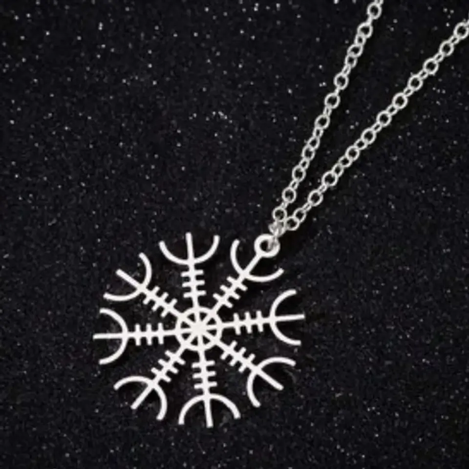 Collar Acero Inoxidable Color Plata Brújula Vikingo Mujer 4