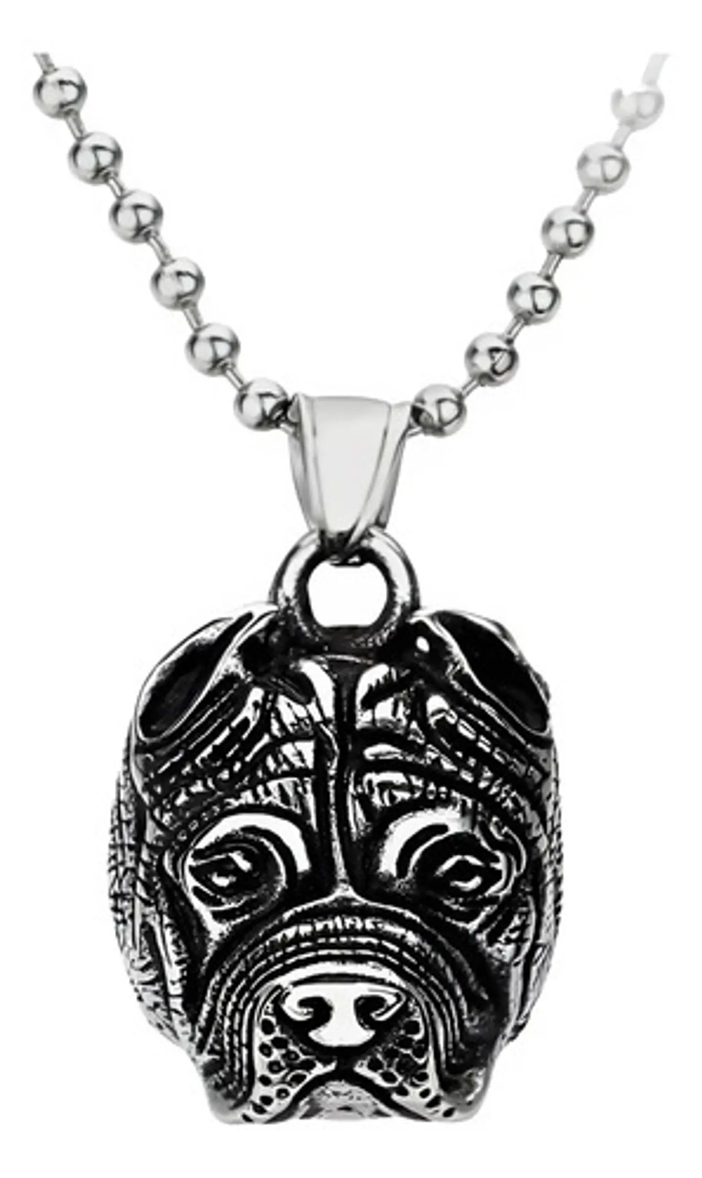 Collar Acero Inoxidable Color Plata Pitbull Perro Hombre  1