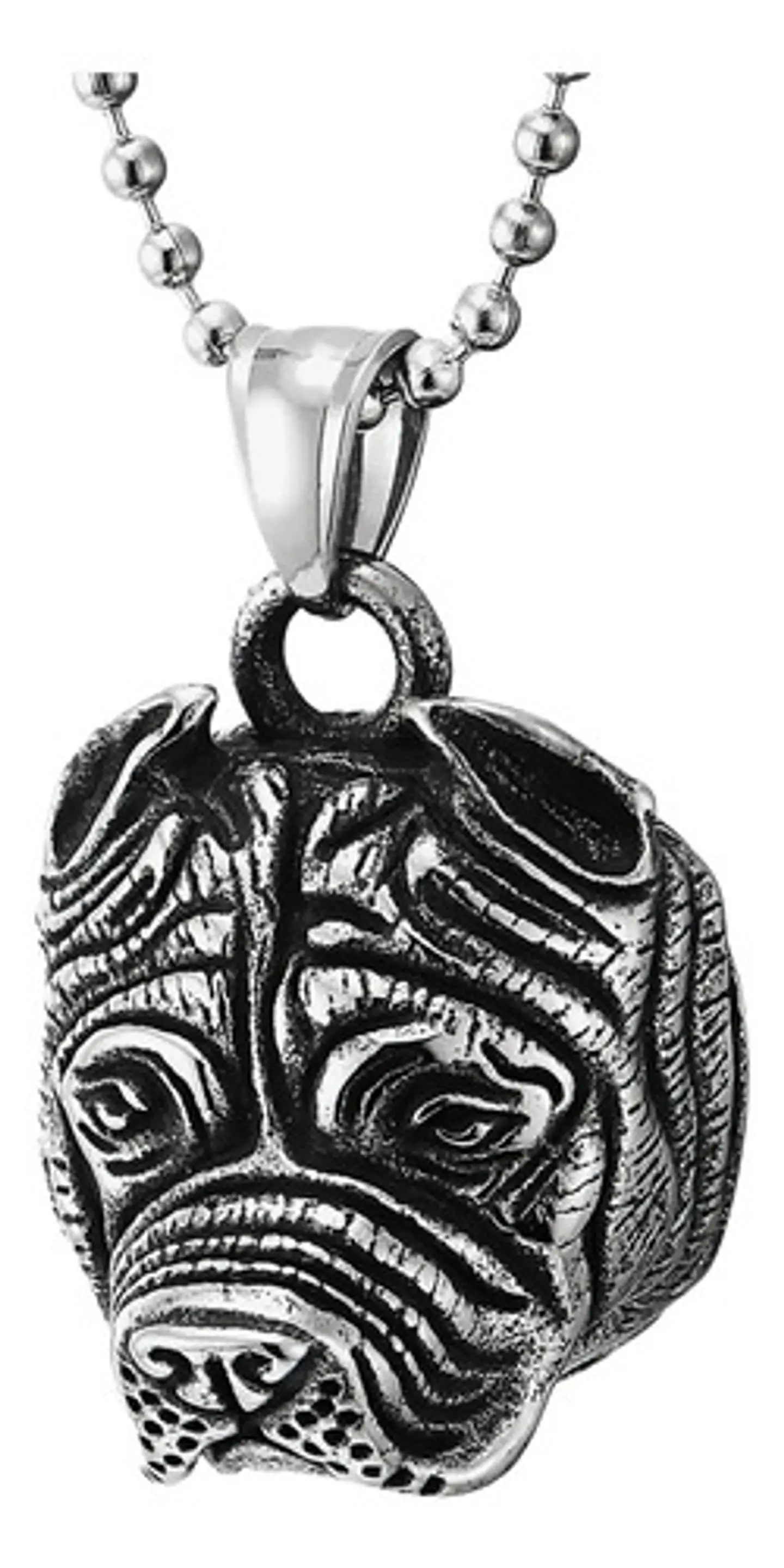 Collar Acero Inoxidable Color Plata Pitbull Perro Hombre  2