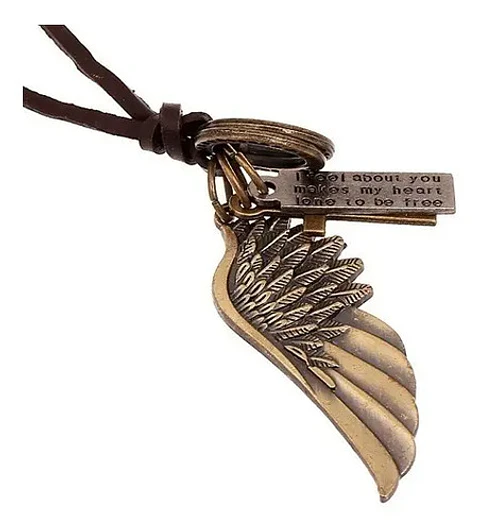 Collar Colgante Ala De Soñador Cuerda De Cuero Hombre Mujer