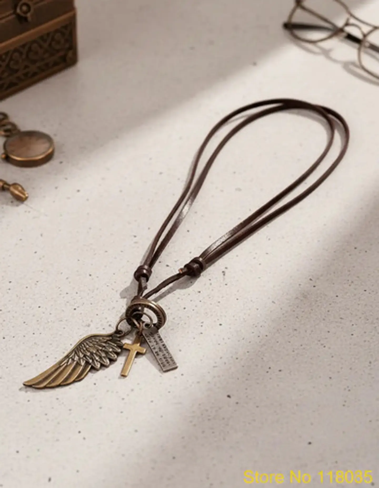 Collar Colgante Ala De Soñador Cuerda De Cuero Hombre Mujer 3