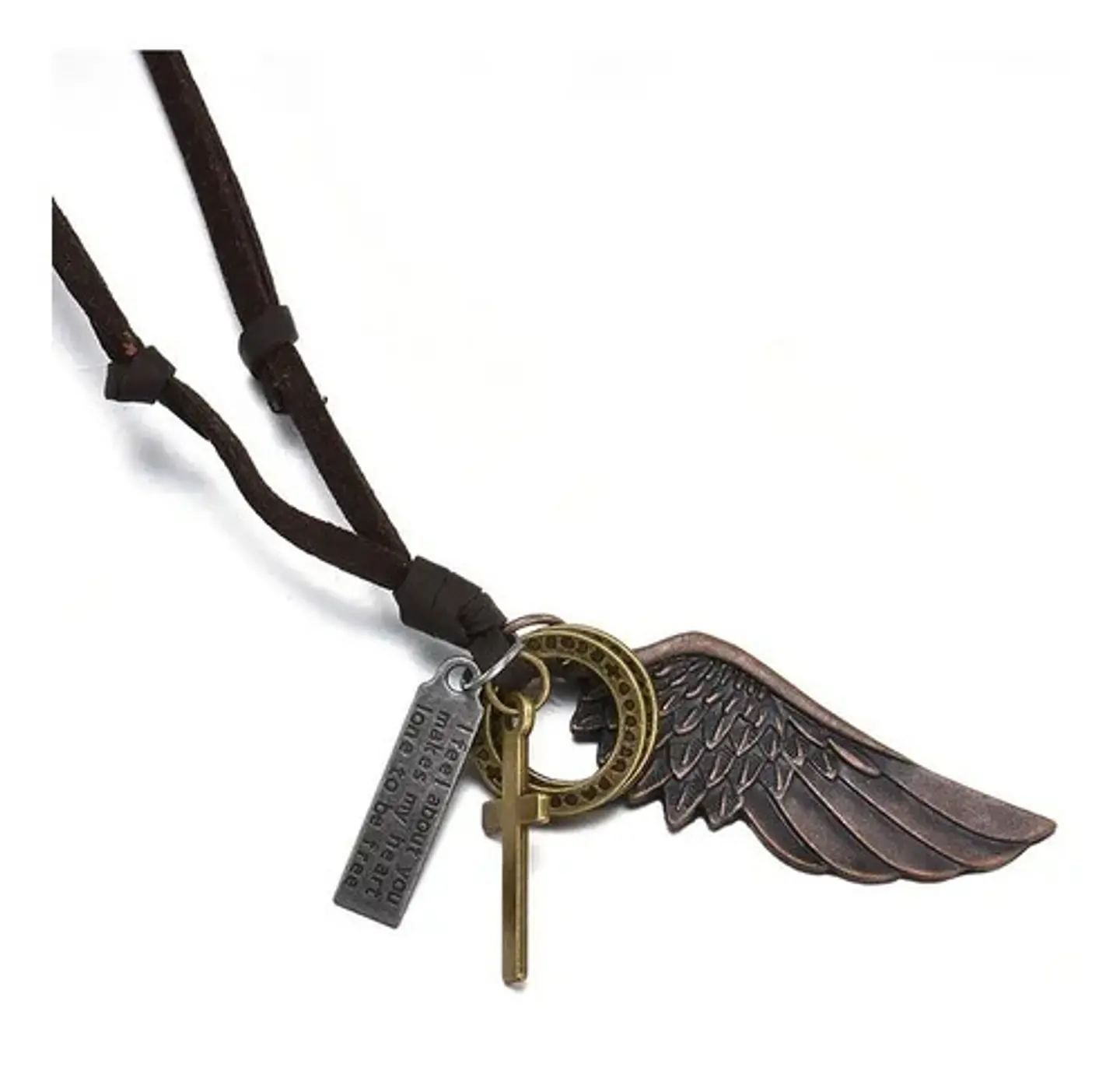Collar Colgante Ala De Soñador Cuerda De Cuero Hombre Mujer 9