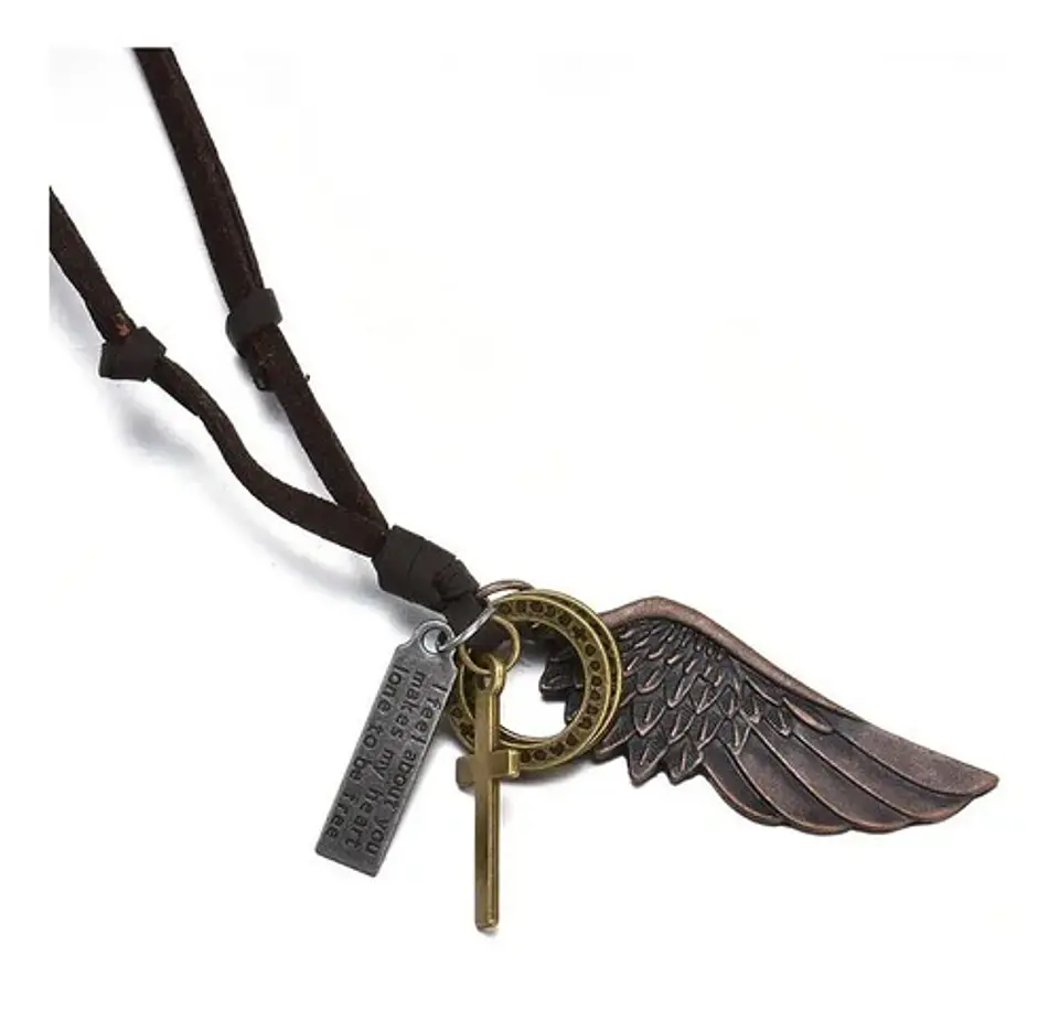 Collar Colgante Ala De Soñador Cuerda De Cuero Hombre Mujer 9