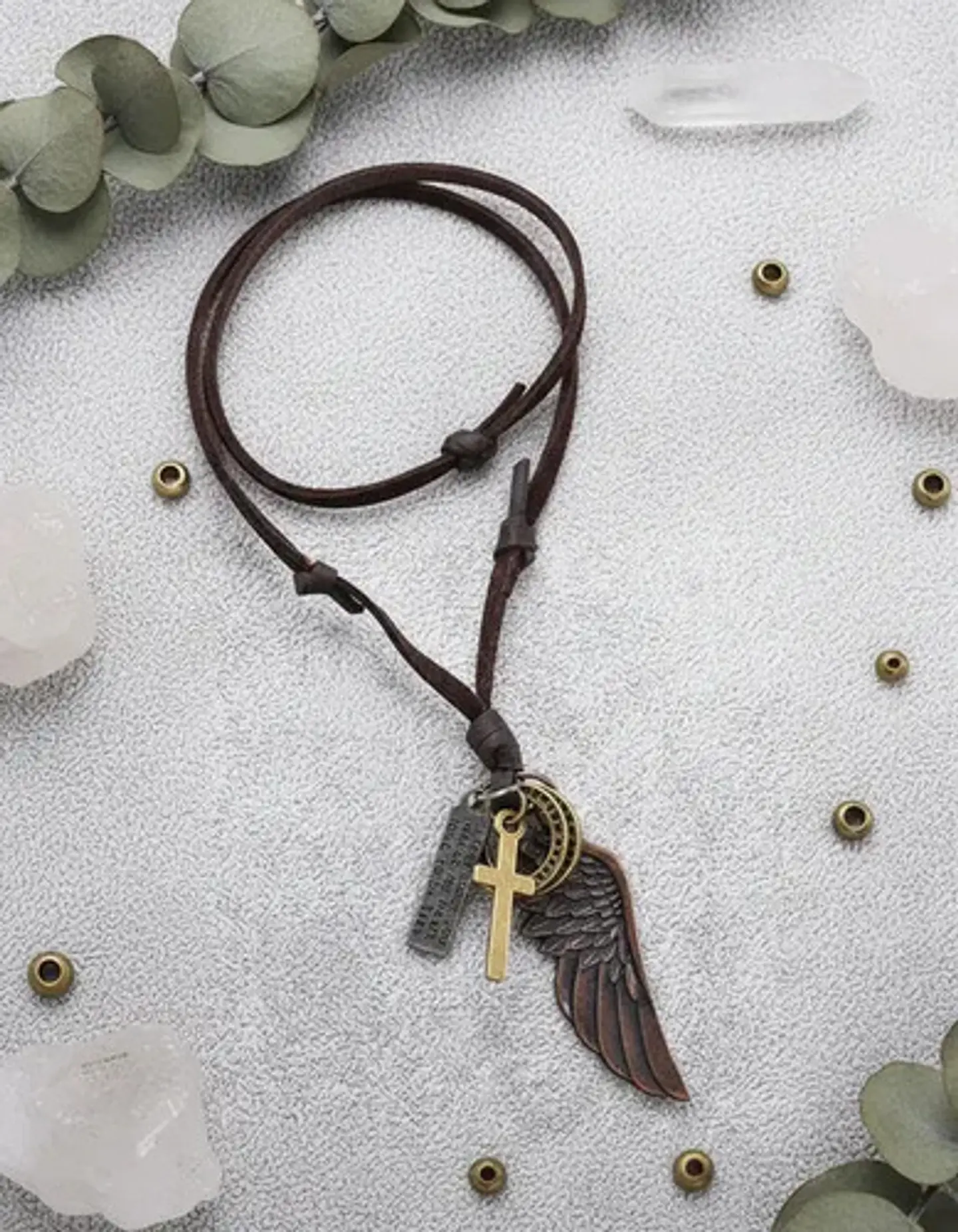 Collar Colgante Ala De Soñador Cuerda De Cuero Hombre Mujer 10