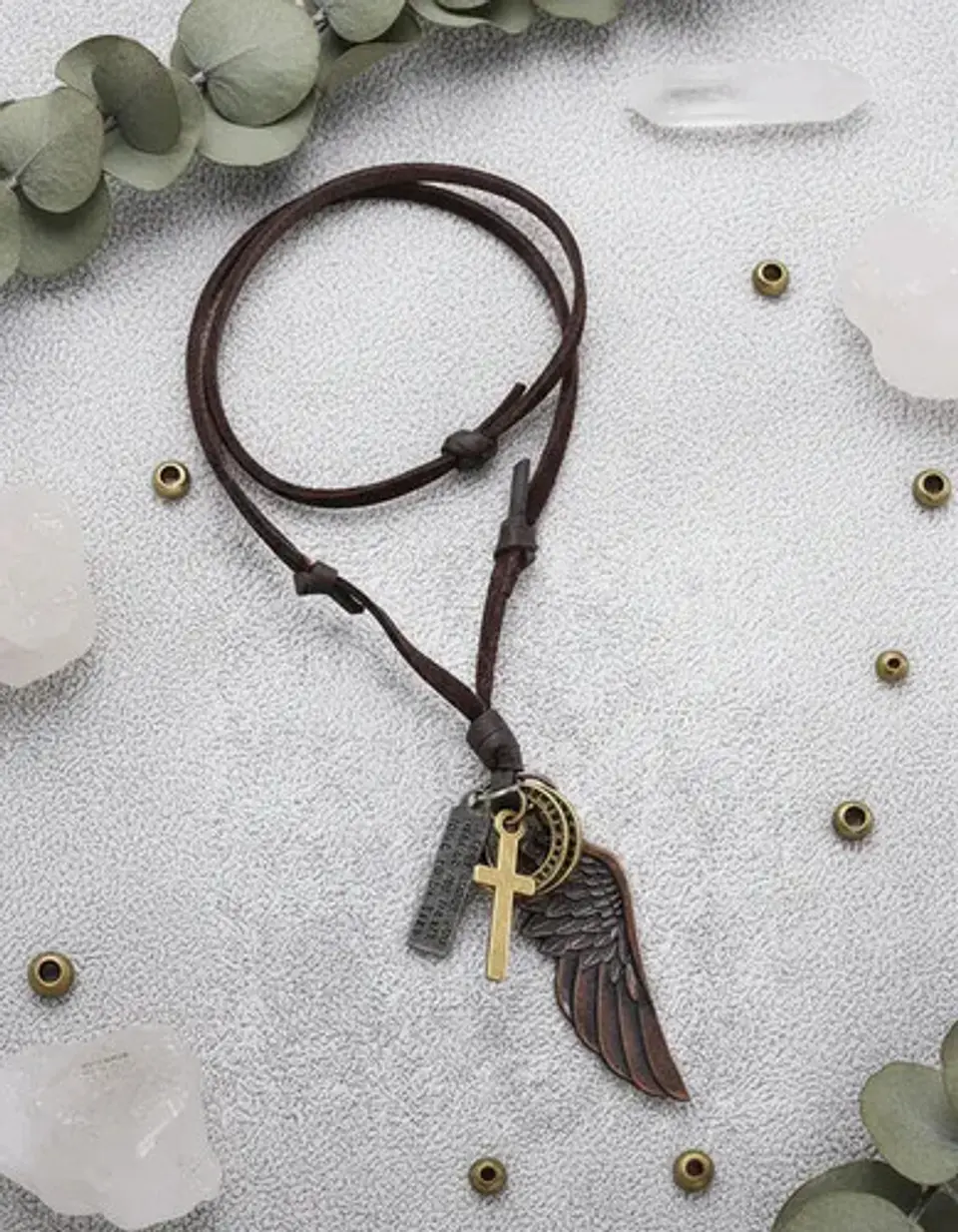 Collar Colgante Ala De Soñador Cuerda De Cuero Hombre Mujer 10