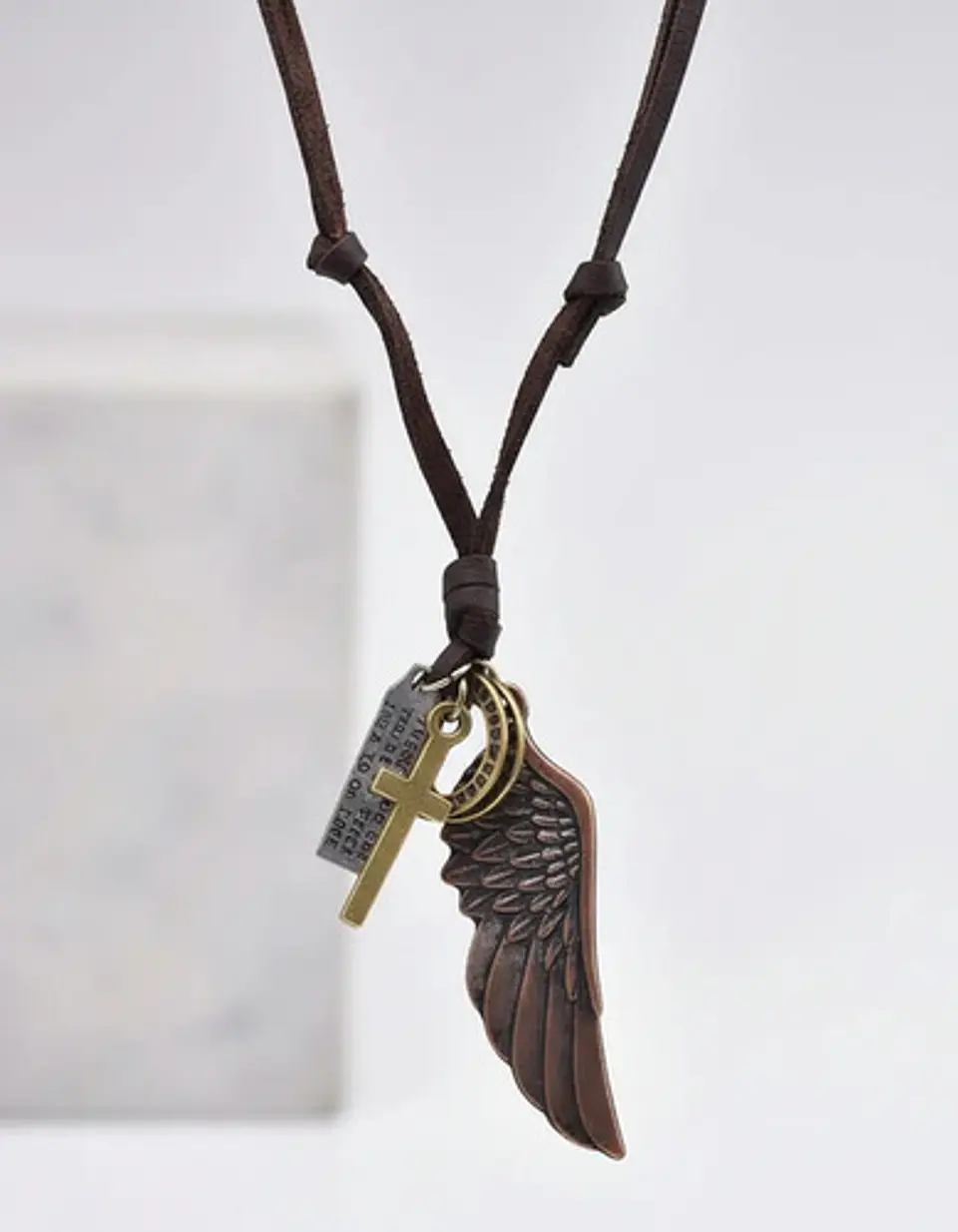 Collar Colgante Ala De Soñador Cuerda De Cuero Hombre Mujer 11