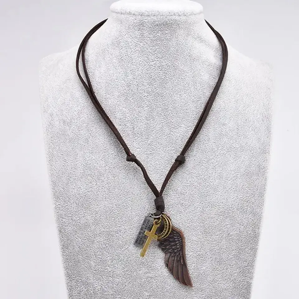 Collar Colgante Ala De Soñador Cuerda De Cuero Hombre Mujer 12
