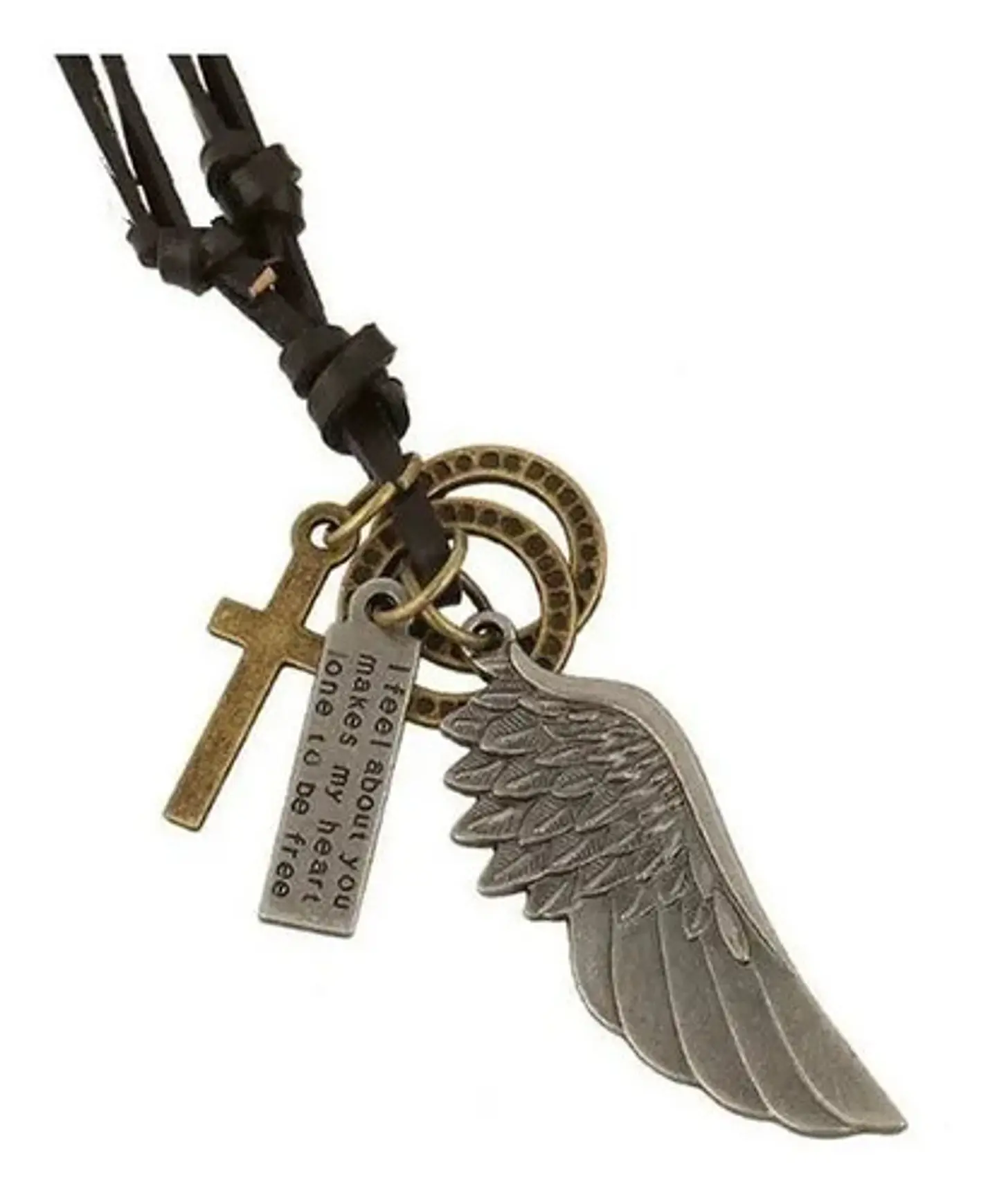 Collar Colgante Ala De Soñador Cuerda De Cuero Hombre Mujer 16