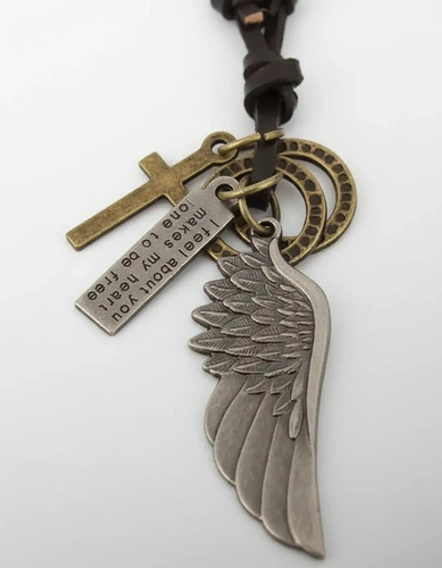 Collar Colgante Ala De Soñador Cuerda De Cuero Hombre Mujer 17