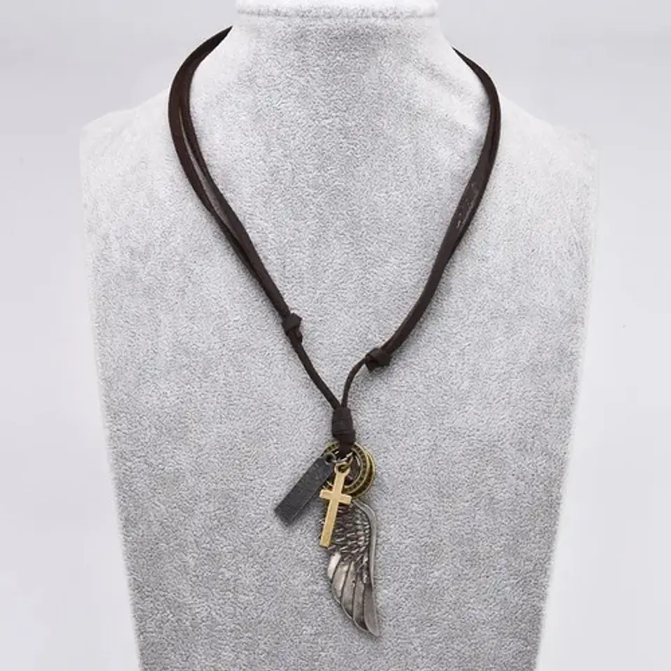 Collar Colgante Ala De Soñador Cuerda De Cuero Hombre Mujer 18