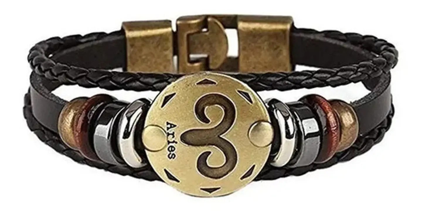 Manilla Pulsera Brazalete Signo Zodiaco Leo Cuero Hombre 2