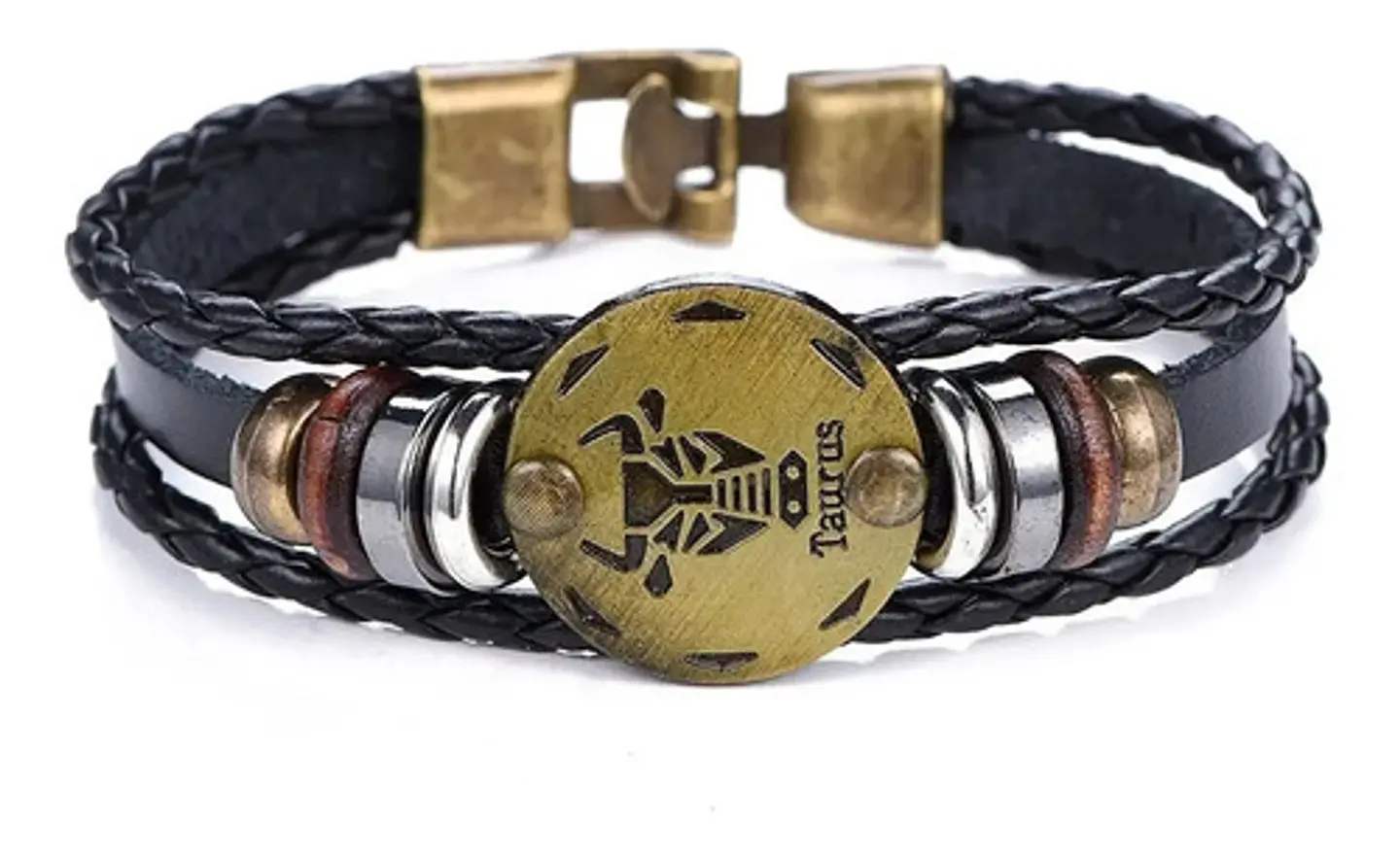Manilla Pulsera Brazalete Signo Zodiaco Leo Cuero Hombre 7