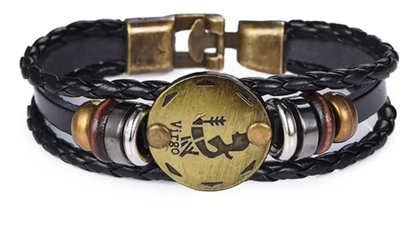 Manilla Pulsera Brazalete Signo Zodiaco Leo Cuero Hombre 8
