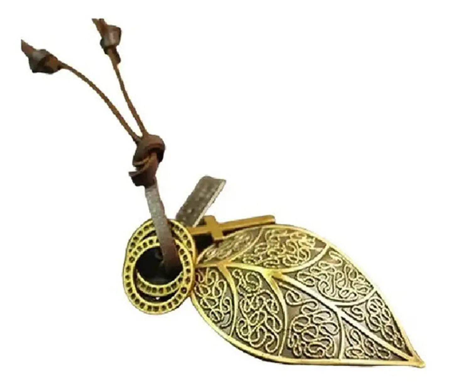 Collar Colgante Cuerda De Cuero Cruz Hoja Hombre Y Mujer 1