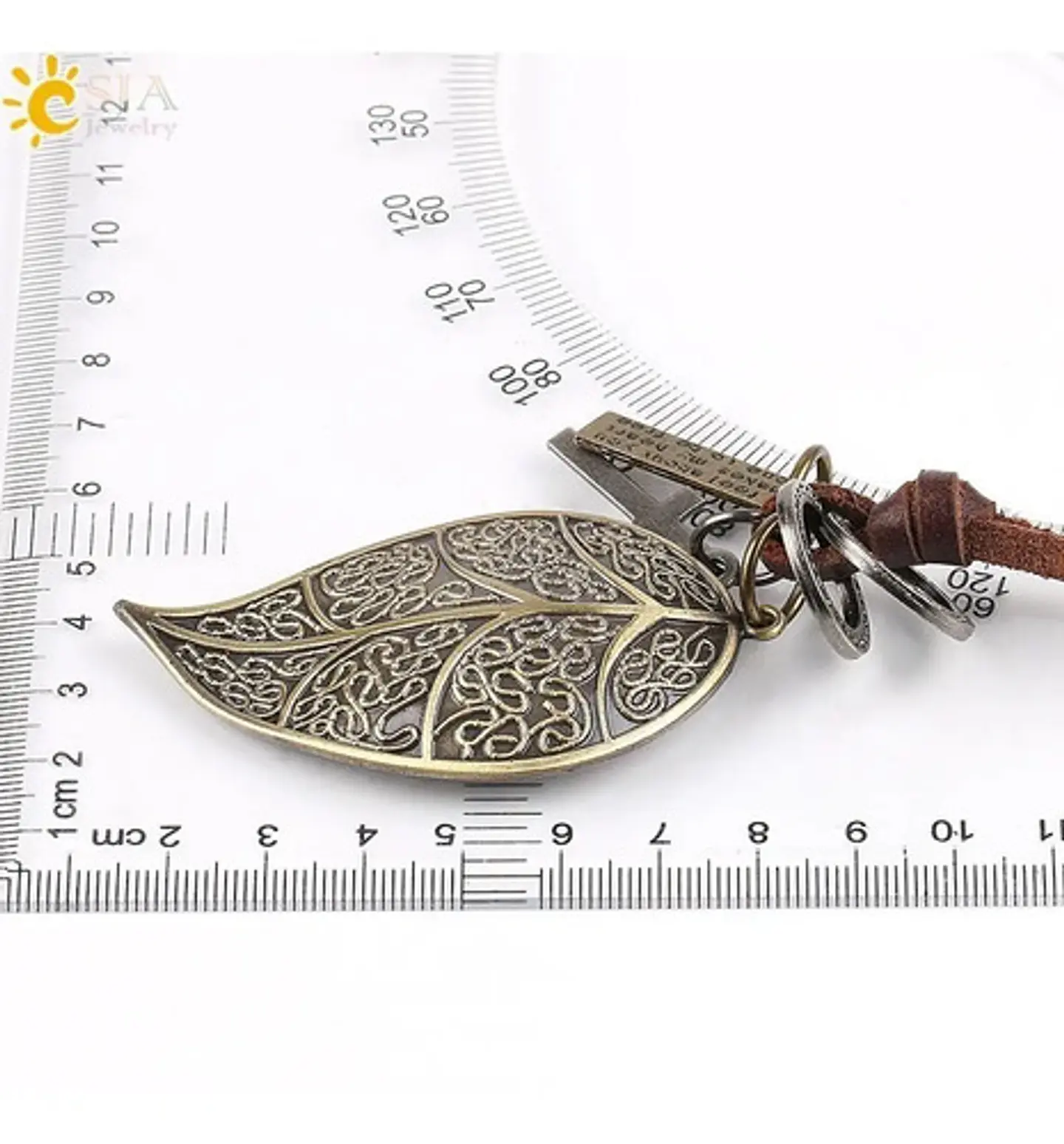 Collar Colgante Cuerda De Cuero Cruz Hoja Hombre Y Mujer 5
