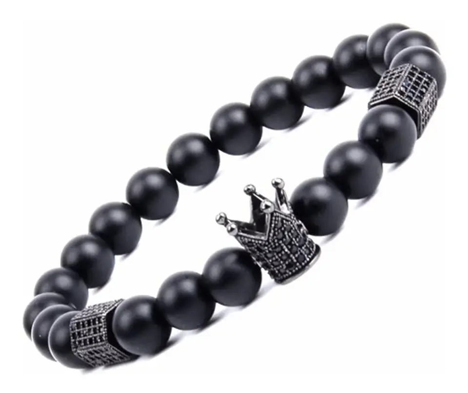 Brazalete Pulsera Corona Piedras Naturales Para Hombre Mujer 1