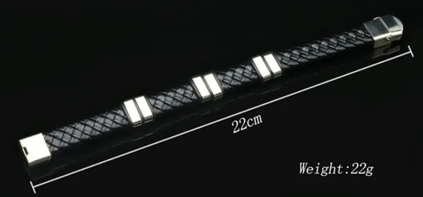 Manilla Pulsera Brazalete Cuero Acero Inoxidable Hombre 7