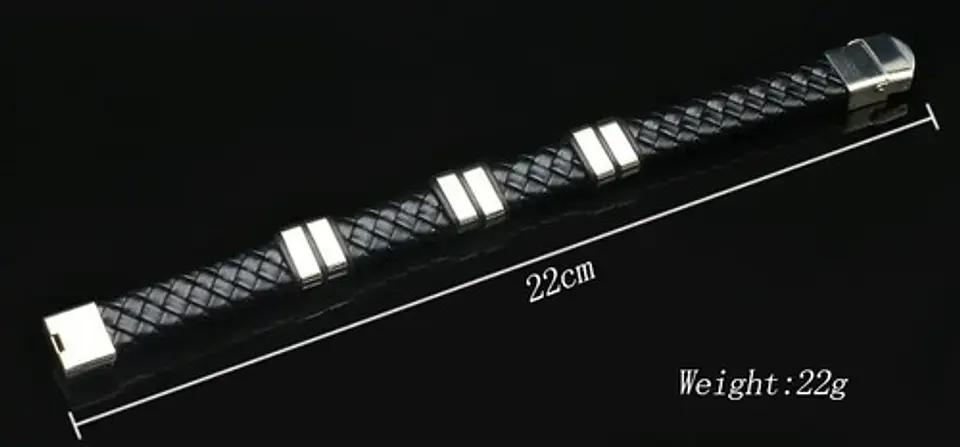 Manilla Pulsera Brazalete Cuero Acero Inoxidable Hombre 7
