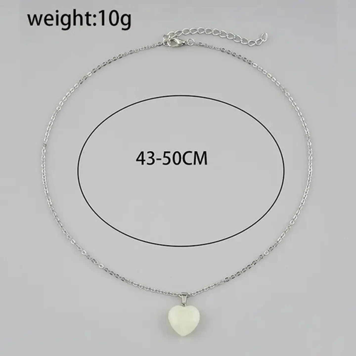 Collar Corazon Piedra Natural Brilla En La Oscuridad Mujer 10